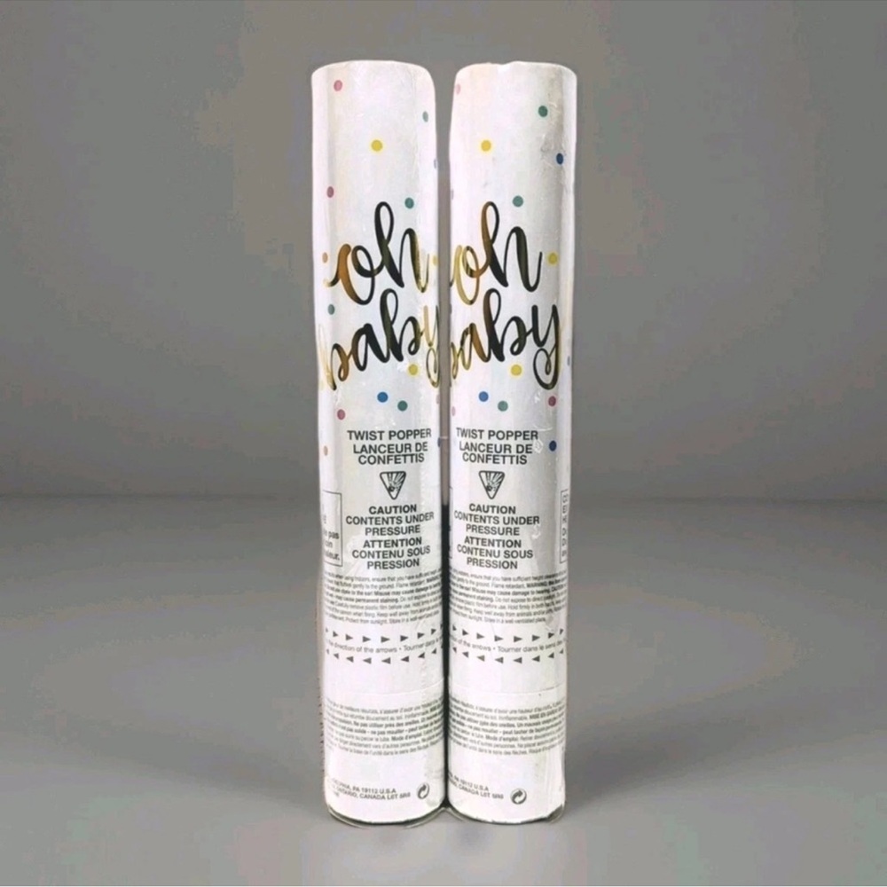 HELLO BABY Pink Girl Gender Reveal Confetti Cannon Shooter Baby Shower 2pc